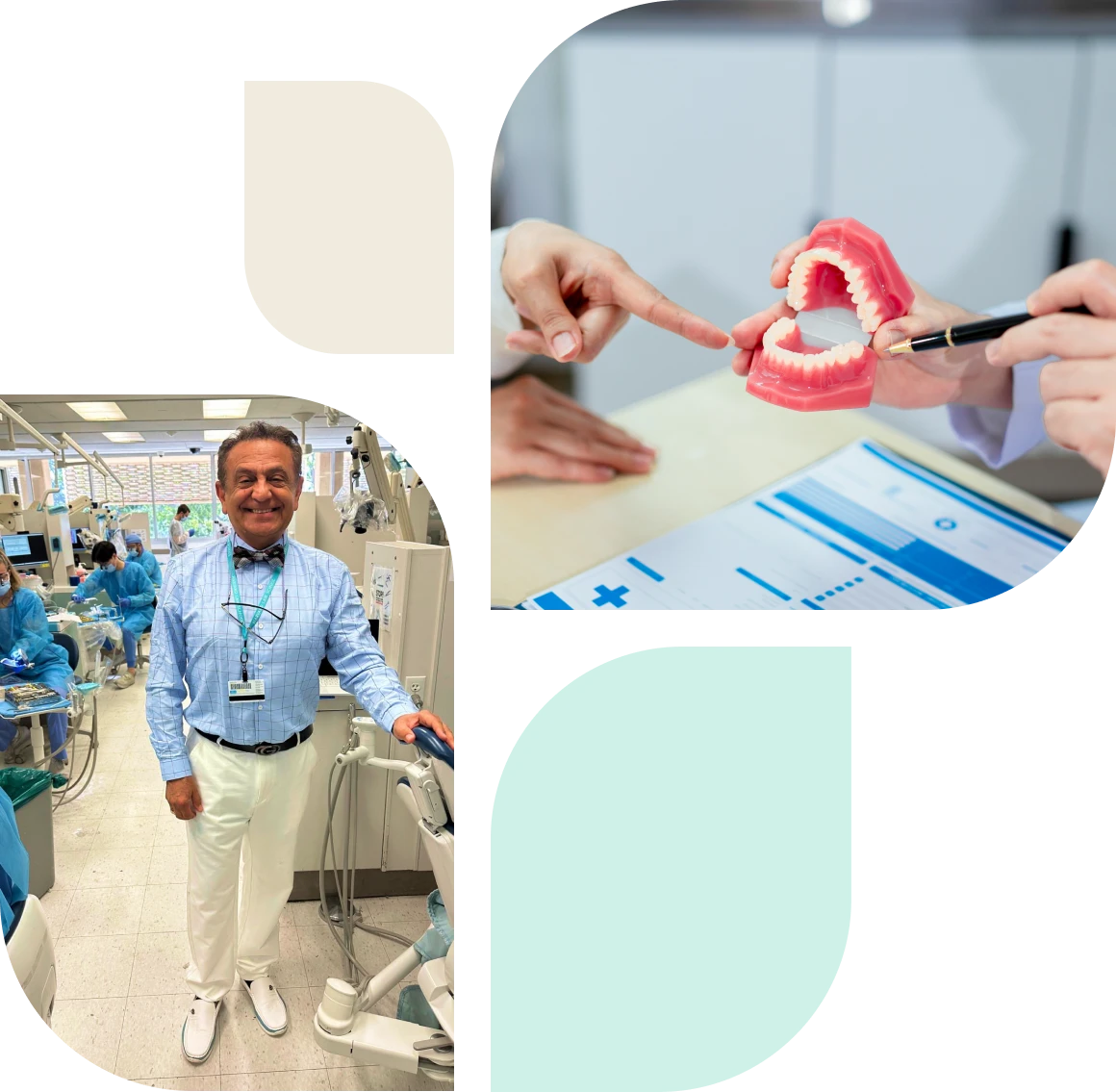 Dentist in clinic with dental tools